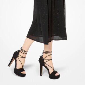 Michael Kors Black Suede Women's Leather Platform Sandal Heels size 9.5 M